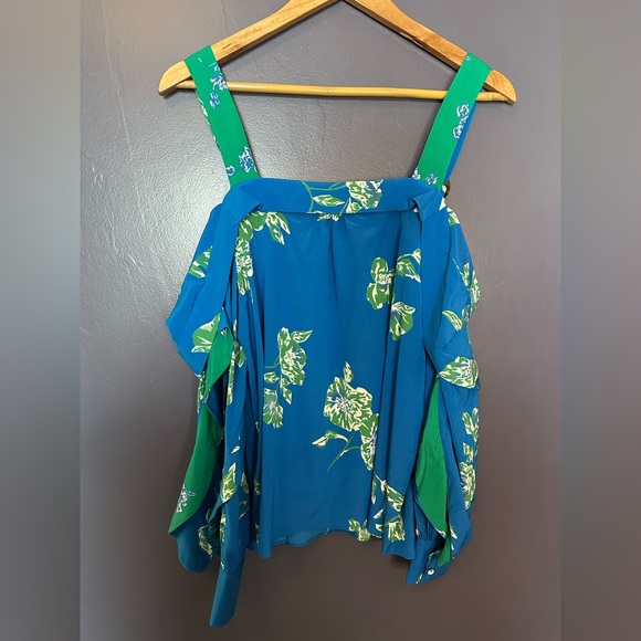 TANYA TAYLOR Open Shoulder Floral Silk Blouse NWOT Size 8 - Picture 8 of 10